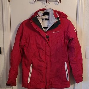 Pink Columbia ski coat with fleece liner and hood.